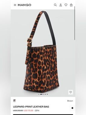 Mango Leopard-Print Shoulder Bag in Brown and Black